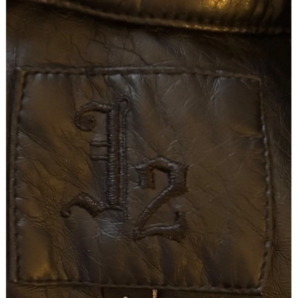 J2 Womens Large Black Faux Leather Mixed Media Hooded Jacket Knit Sleeves‎